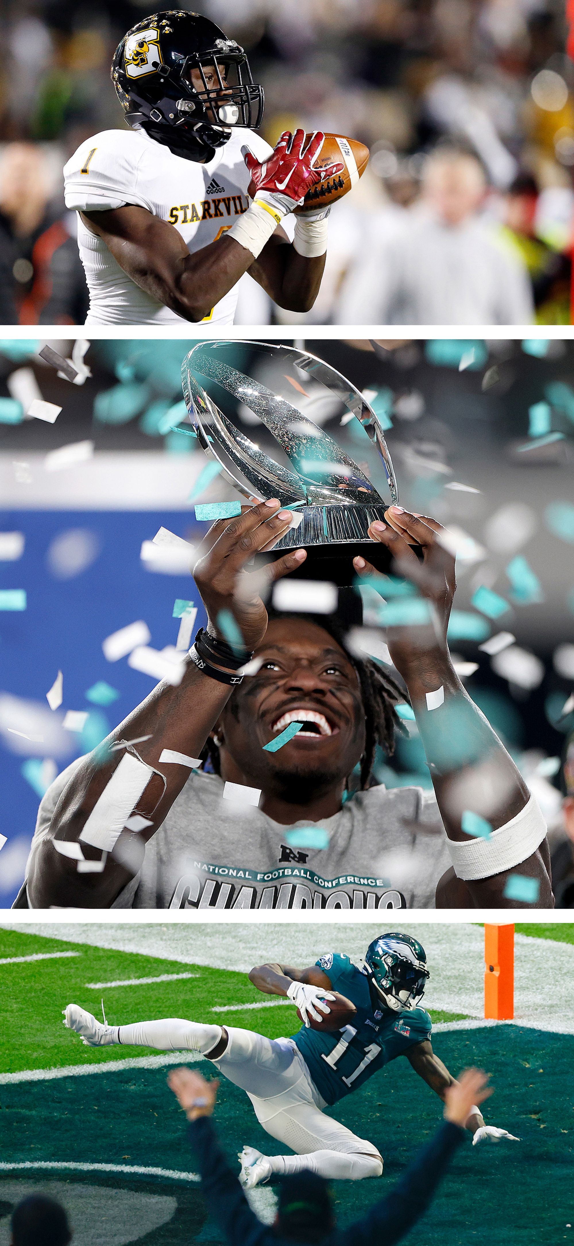 Imágenes de A.J. Brown en diferentes momentos de su carrera.