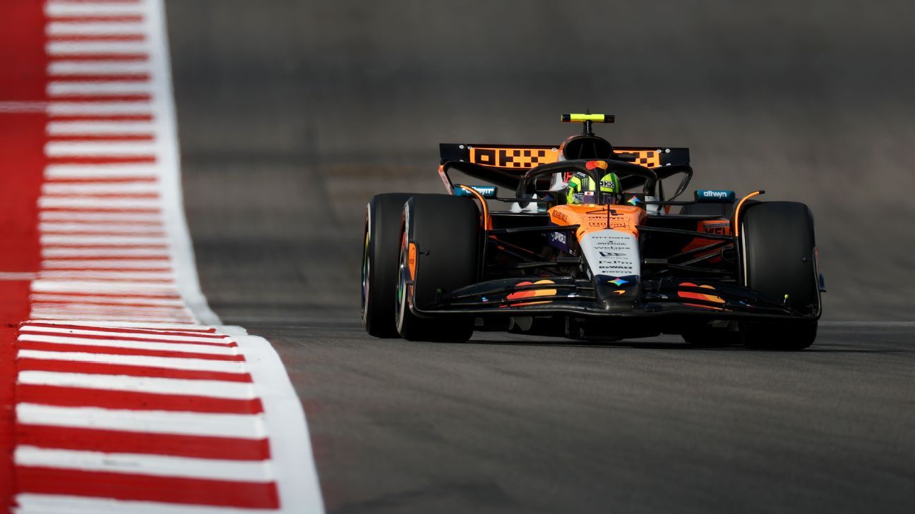 Norris Impone Ritmo en Práctica del GP de EE.UU., Piastri Bajo Presión 1 McLaren's Lando Norris set the pace in first practice at the U.S. Grand Prix.