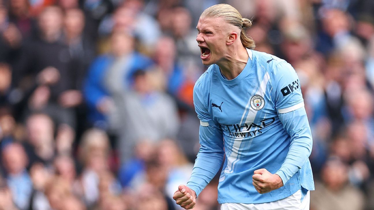 Haaland marca 61% dos gols do Manchester City e cria 'problema' que começa a preocupar Guardiola