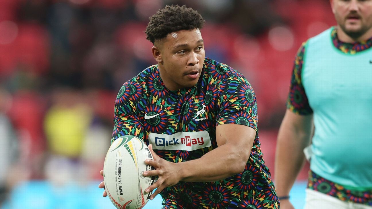 Zachary Porthen en su debut con los Springboks