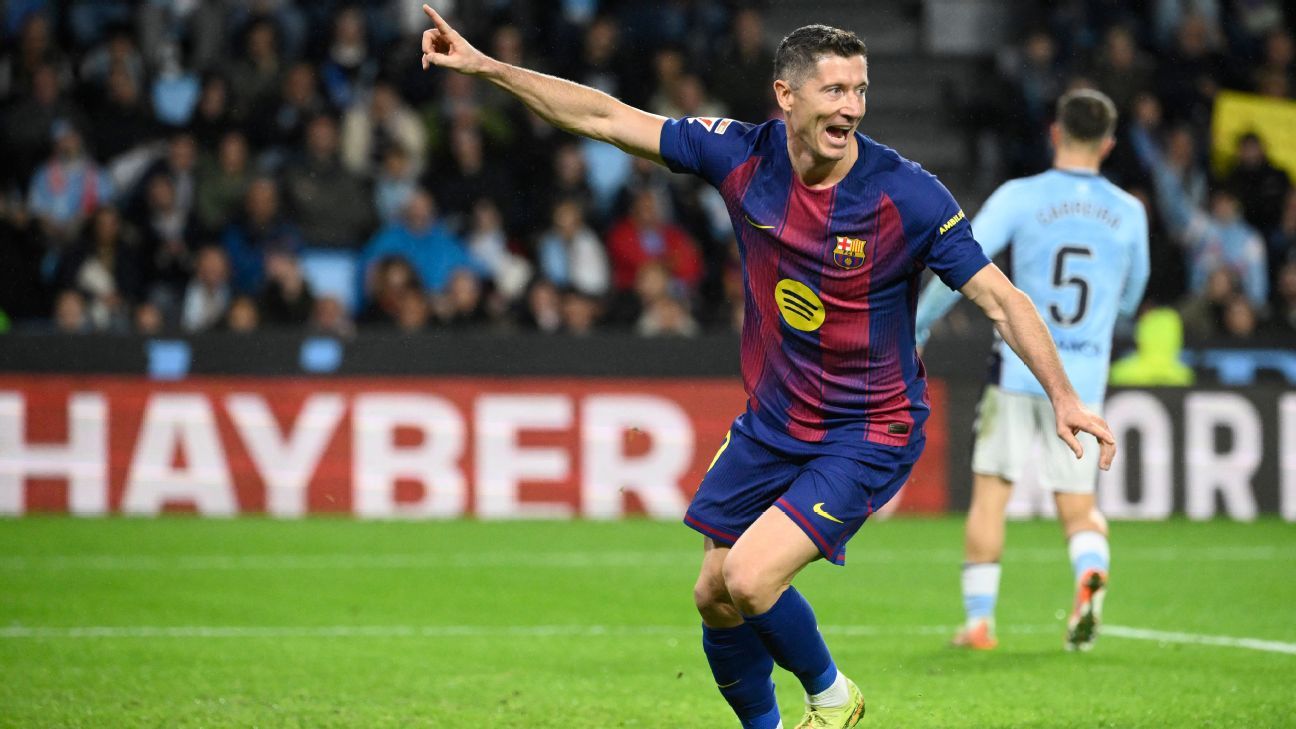Lewandowski brilha com hat-trick, Barcelona vence Celta e encosta no líder Real Madrid