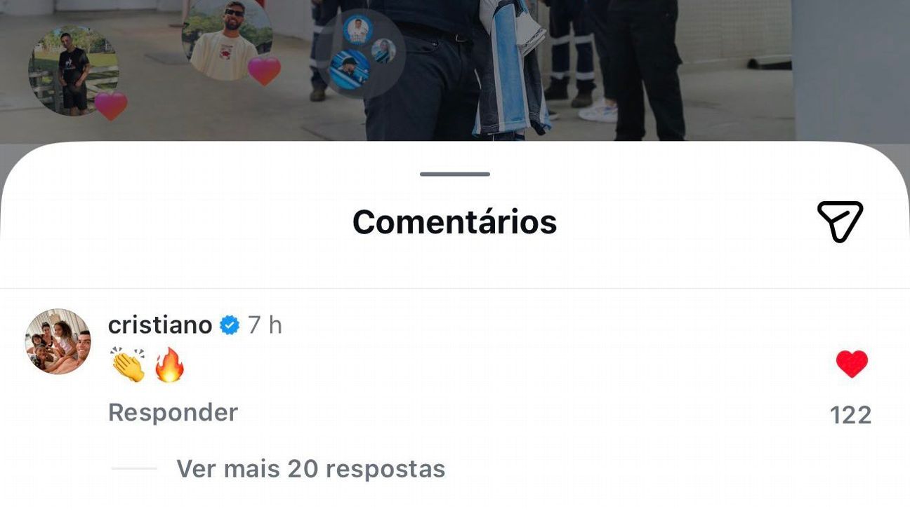 Resposta de Cristiano Ronaldo à postagem de boas-vindas do Grêmio para Luís Castro