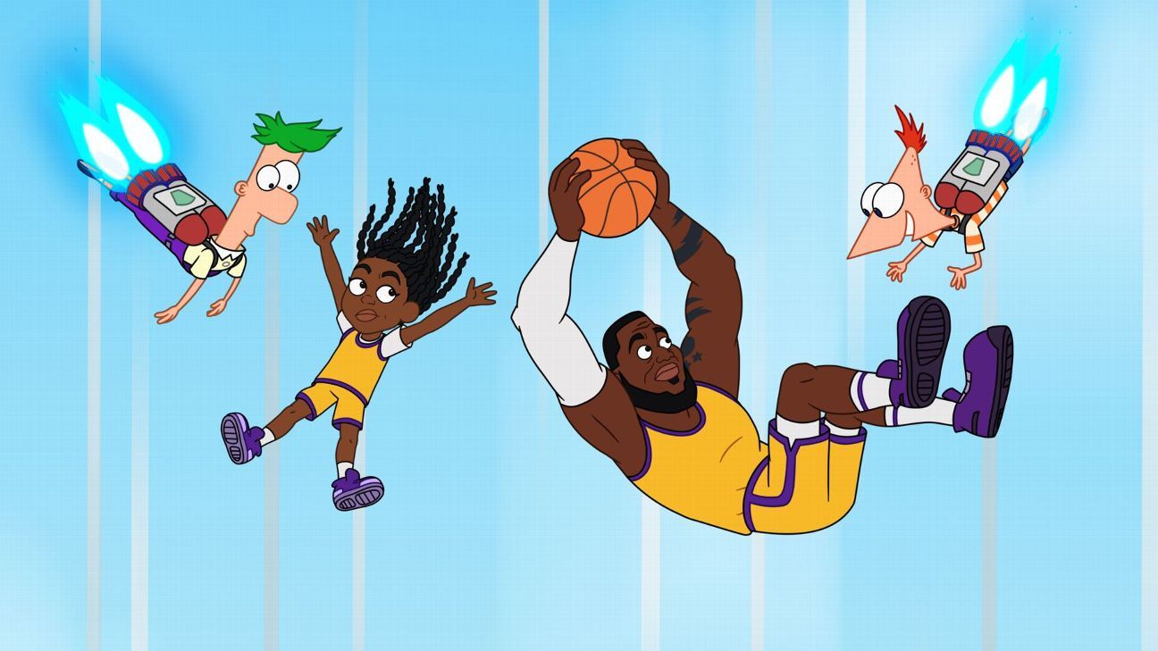 LeBron and Zhuri James attempt 300-point shot on 'Cartoonified! with Phineas and Ferb'