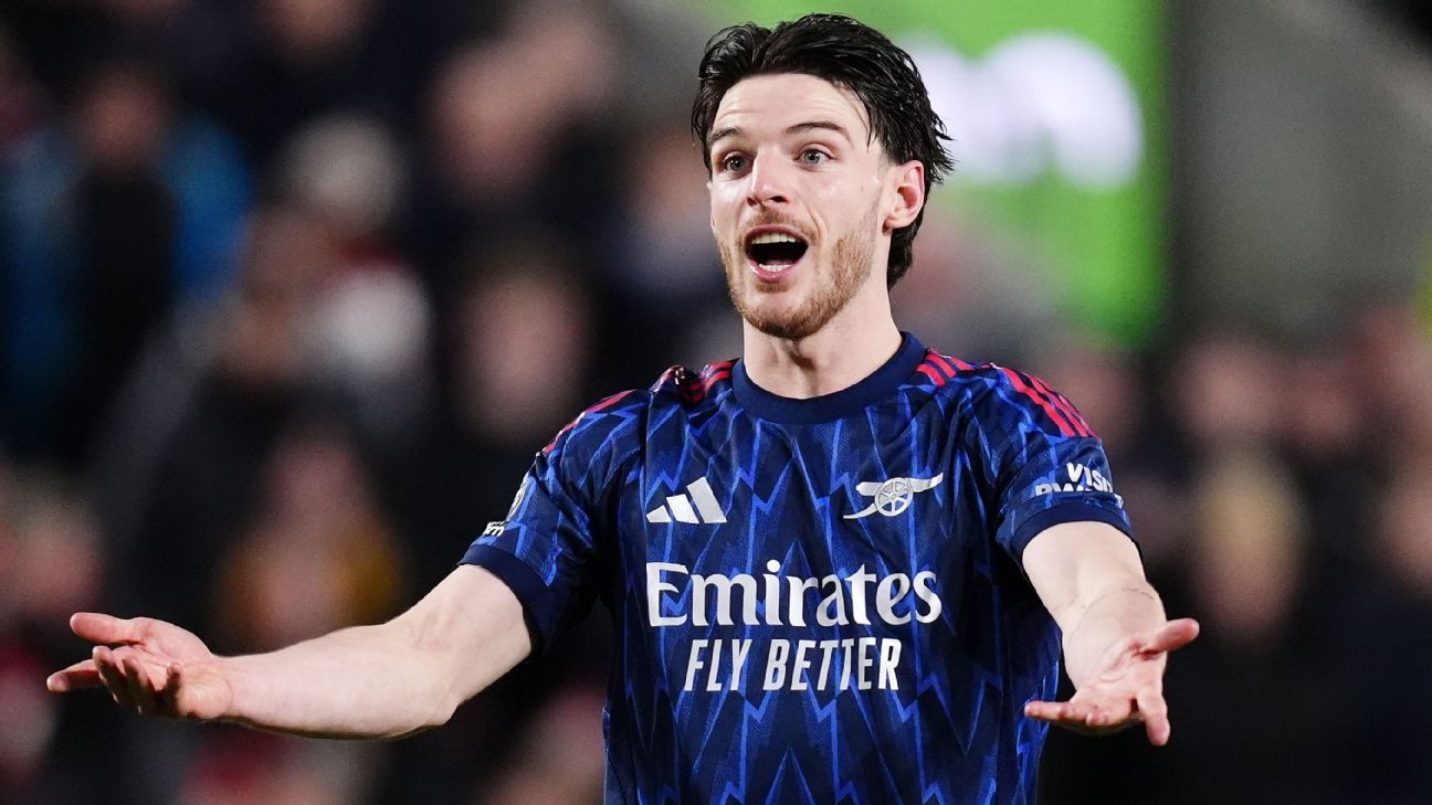  Declan Rice tells Arsenal to ignore noise as title lead cut