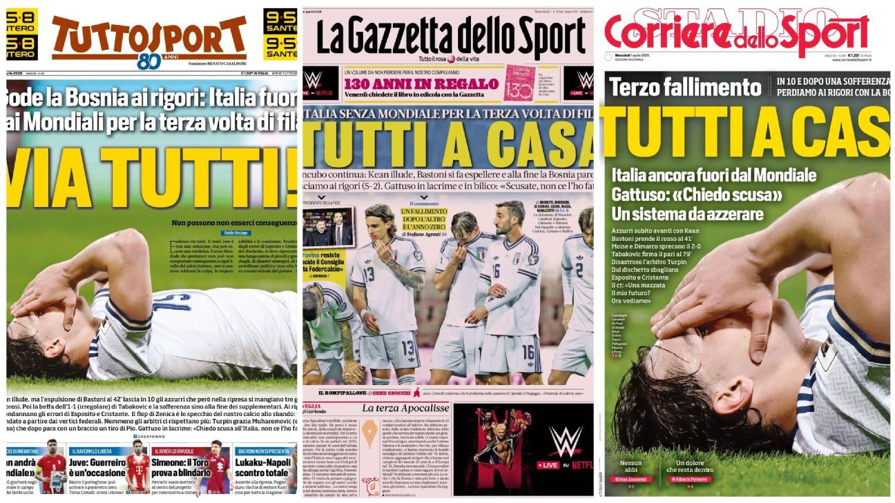 'Apocalypse' Italy verdict by national papers