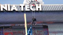 Skydiver rescued after crashing into Virginia Tech scoreboard