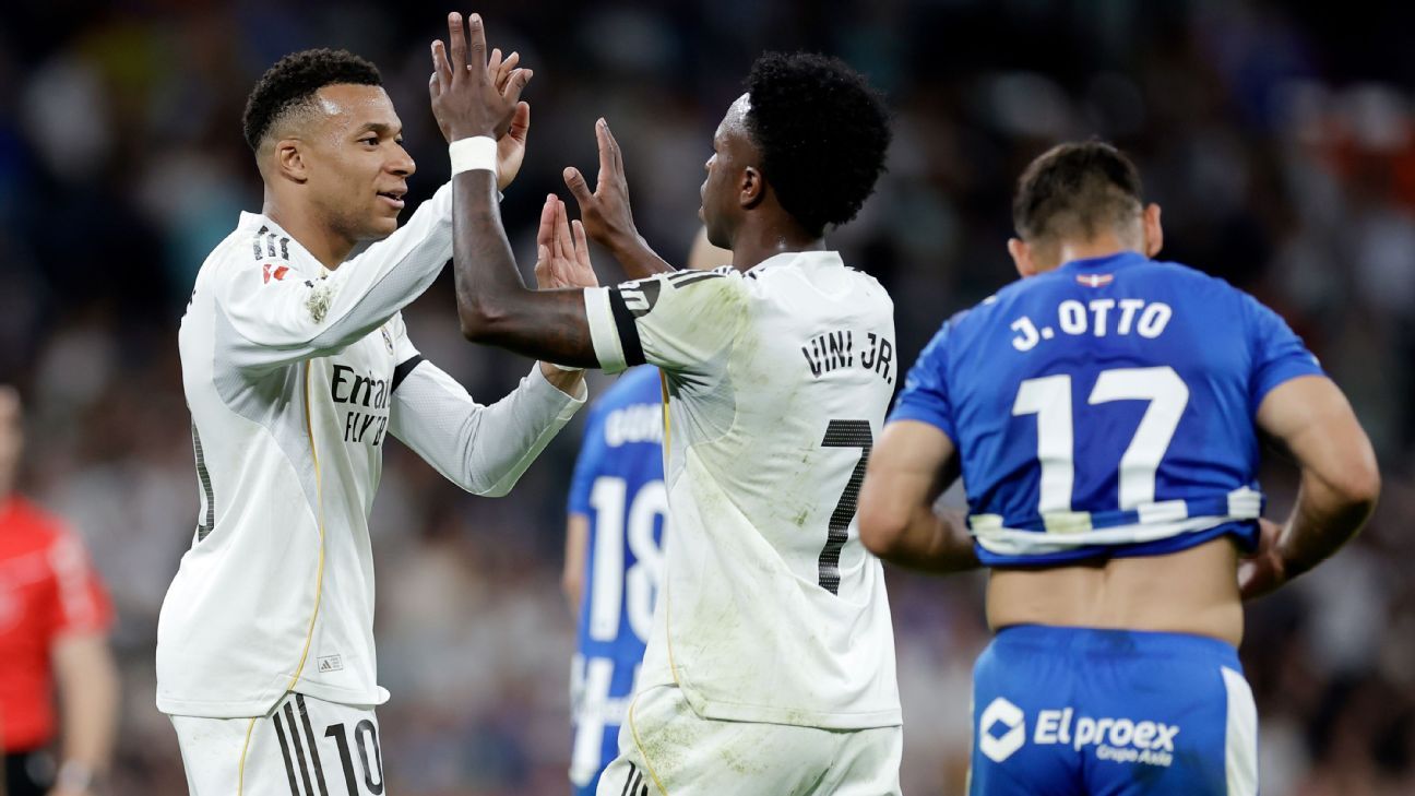 Vinicius Jr. e Mbappé respondem vaias com gols, Real Madrid vence Alavés e ganha sobrevida por título de LALIGA