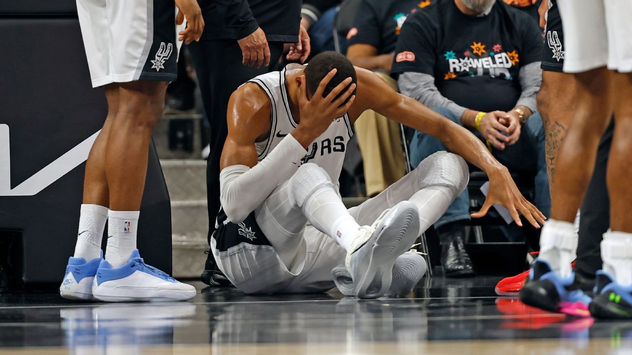 Wembanyama sofre concussão em derrota dos Spurs no Jogo 2 dos playoffs; veja os próximos passos do protocolo aplicado pela NBA