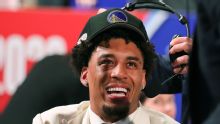 Steph Curry jokes with Yaxel Lendeborg about how new teammate 'used to hate' him