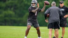Falcons want Tagovailoa, Penix to put their best foot forward -- literally