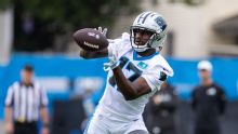Panthers' Xavier Legette carted off with upper body injury
