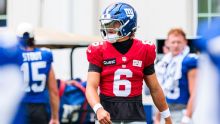 Jaxson Dart tosses ball at Giants defender sparking dust-up