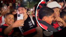 'Tira uma foto, por favor?': Pedro atende pedido e faz alegria de criança em festa incrível na chegada do Flamengo a Belém