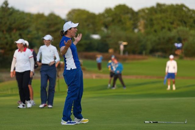 Solheim Cup: Europe, U.S. tied 4-4 after Ciganda's late heroics