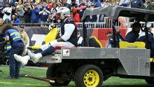 Patriots starting RG Mike Onwenu carted off with ankle injury