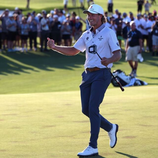 Austin Smotherman celebrates after winning the Bank of Utah Championship on Sunday.