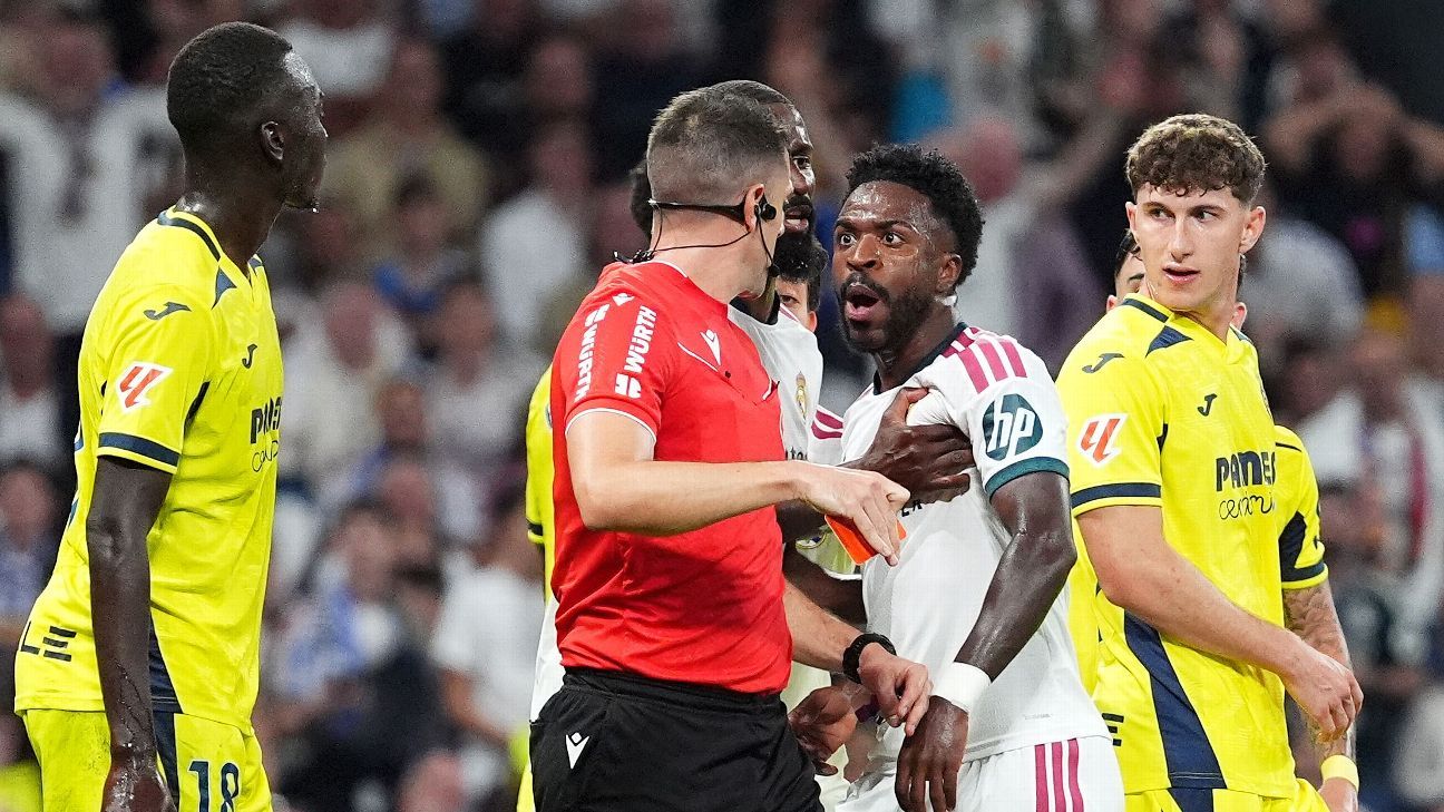 Vini Jr. red-carded for hair pull after VAR rules out goal in Madrid win
