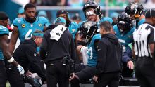 Jaguars rule out LT Anton Harrison with apparent knee injury