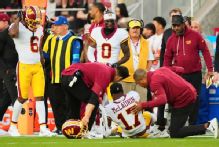 Commanders' Terry McLaurin carted off field with knee injury, ruled out for MNF