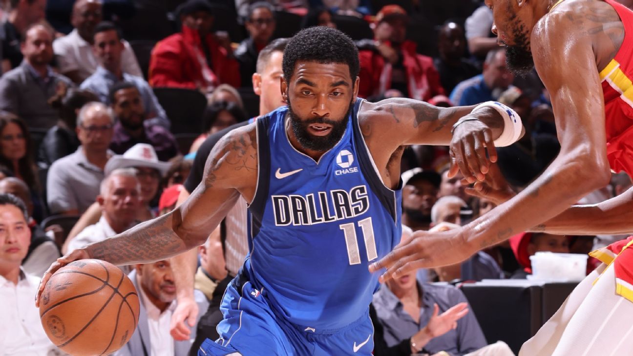 Kyrie hounded by Rockets in return, held in check in Mavs' blowout loss