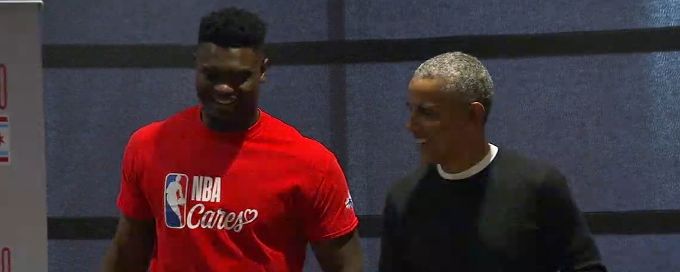 Former President Obama surprises Zion, Rising Stars players