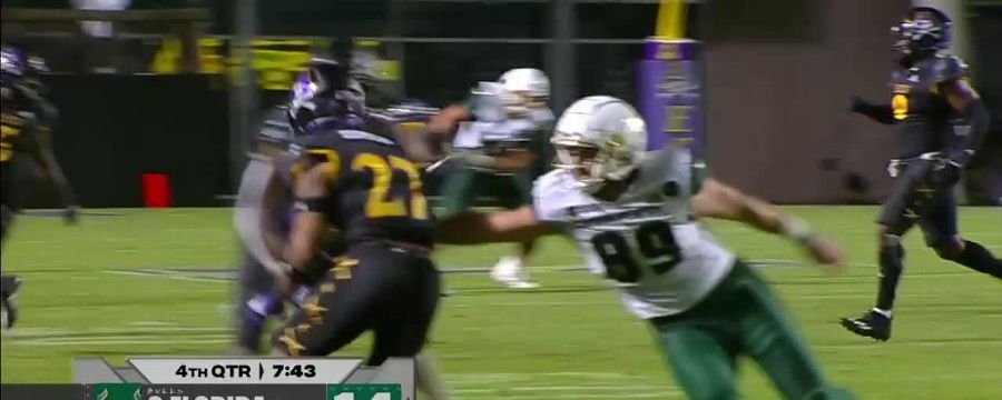 Shawn Dourseau gets the interception vs. South Florida