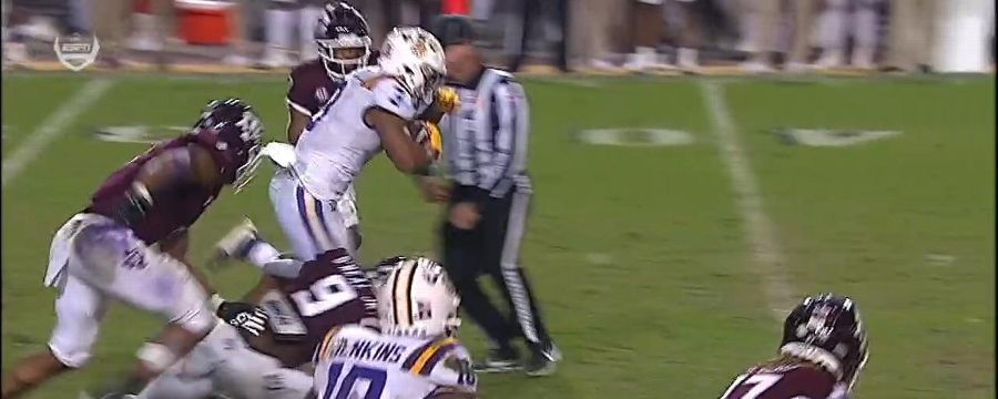 LSU's RB absolutely trucks an Aggies defender