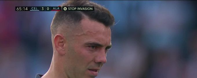 Iago Aspas scores spectacular volley after his first shot was blocked