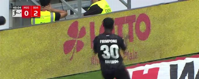 Jeremie Frimpong goal 41st minute Mainz 0-3 Bayer Leverkusen