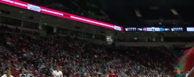 Aliyah Boston gets up for the rejection