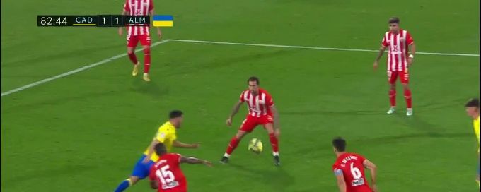 Lucas Pérez goal 83rd minute Cádiz 1-1 Almería