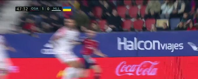 Osasuna's Aimar Oroz with a goal