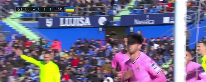 Javier Puado goal 62nd minute Getafe 1-2 Espanyol