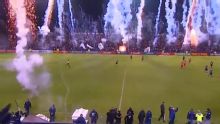 Fireworks fest during game in Argentina's 2nd division