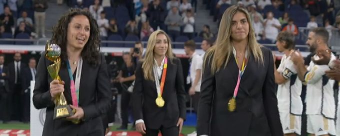 Spain women's national team given guard of honor at Real Madrid game