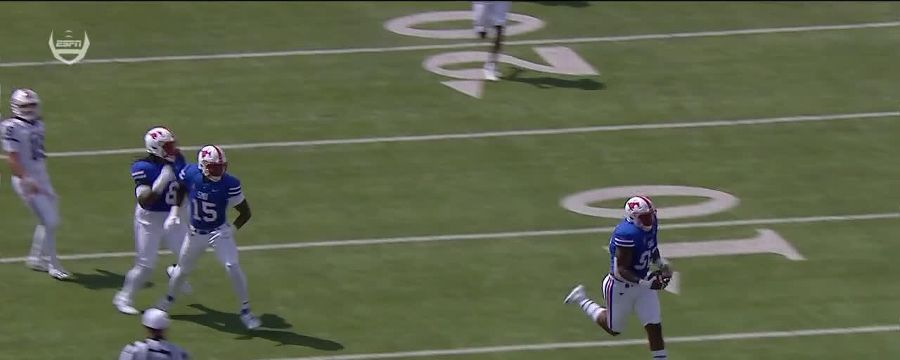 Big man TD! Kori Roberson takes the INT to the house for SMU
