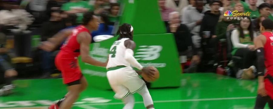Scottie Barnes gets up for the rejection
