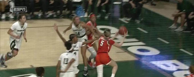 Georgia Woolley gets a tough and-1 for Syracuse