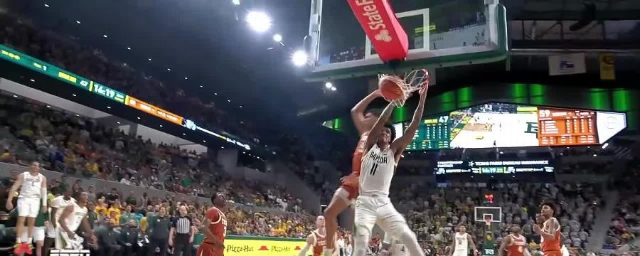 Jalen Bridges throws down a powerful two-handed jam