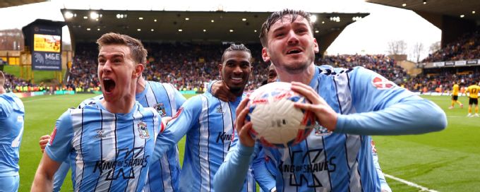 Coventry score 2 goals in stoppage time to stun Wolves in FA Cup