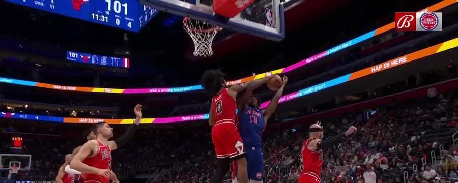 Coby White denies Detroit Pistons with block