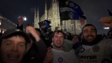 Inter fans' wild celebration in shadow of Milan cathedral