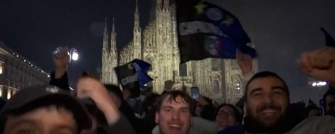 Inter fans' wild celebration in shadow of Milan cathedral