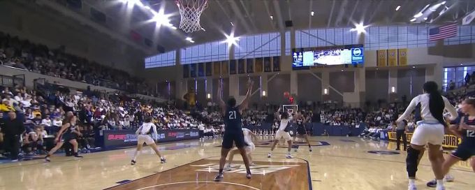 Sarah Strong finishes through contact