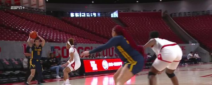 Jordan Thomas gets the and-1 for West Virginia