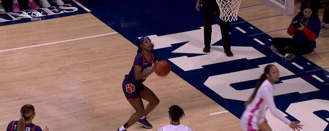 Mia Moore shakes a defender for a Clemson basket
