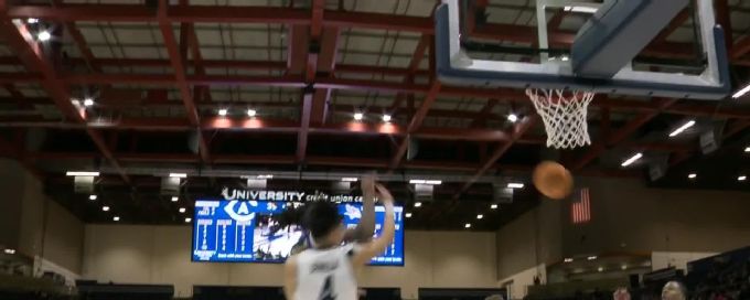 Fidelis Okereke with the massive swat at the rim