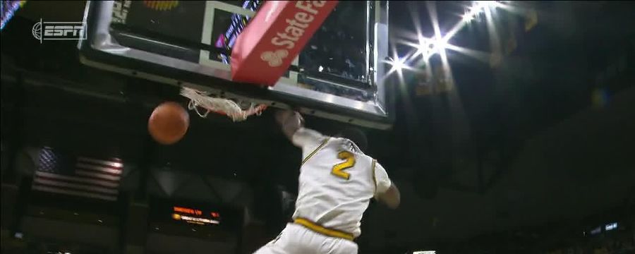 Tamar Bates attacks the rim and slams it home again