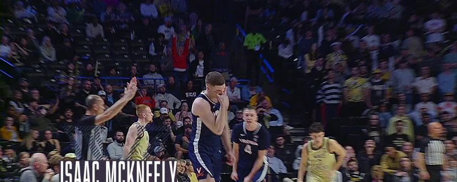 Isaac McKneely nails the trey vs. Wake Forest Demon Deacons