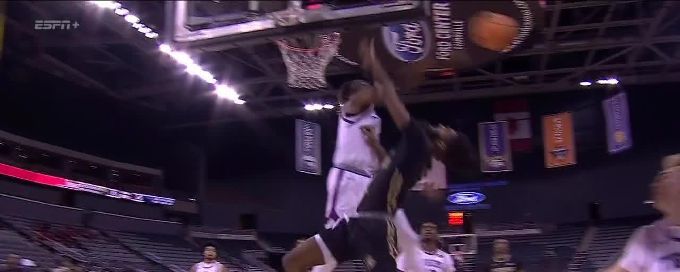 Aaron Nkrumah elevates for the big-time block